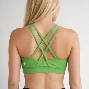 Longline Bra cropped top strappy back lime green